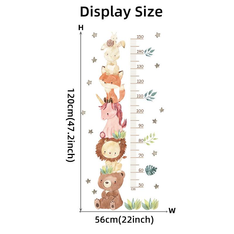 Nordic Animal Bear Lion Bunny Height Measure Wall Stickers Kids Grow Chart Wall Decals For Kids Room Baby Nursery Room