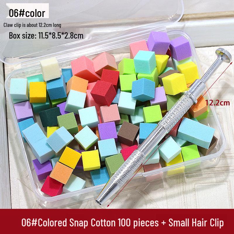Mini Tofu Block Sponge Nail Art Tool Set: Gradient Ombre Blush Nails with Metal Grabber Clips