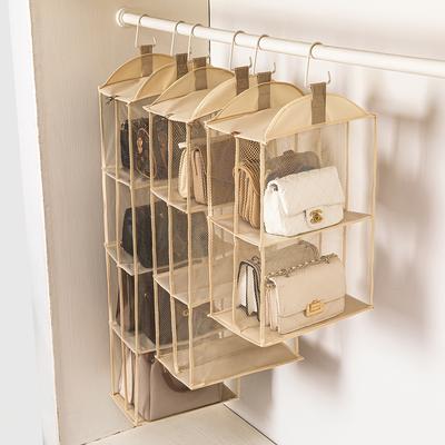 Strapazierfähiger transparenter Handtaschen-Organizer aus Polyester mit abnehmbaren Fächern Mehrschichtiges Hängeaufbewahrungsregal für Kleiderschrank, Schlafzimmer & Wohnzimmer