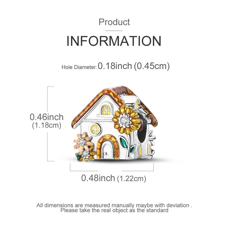 Original Charms Copper Creative Sunflower Flowers House Beads Fit Charms Plata Bracelets For Women Jewelry Making Gifts