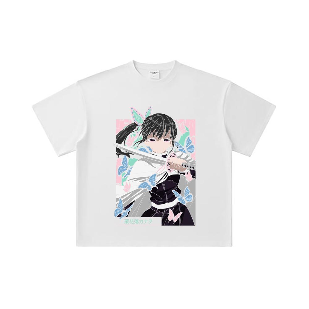 260 GSM Double Yarn 32 Count 100% Cotton Demon Slayer V98 Kanao Print Unisex Heavy Cotton T Shirt