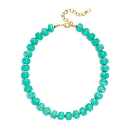 Klobiger Bunter Perlen-Choker Harzperlen-Halskette Boho Urlaubs-Halskette für Damen Tägliches Tragen Sommer Strandurlaub Schmuck
