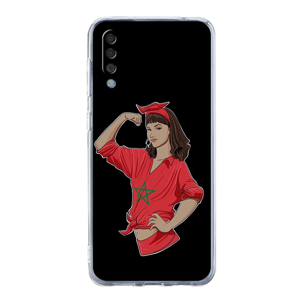Morocco Flag Fotballtelefonveske til Samsung Galaxy A52 A50 A70 A10 A30 A40 A20S A20E A02S A12 A22 A72 A32 5G A04s Klart deksel