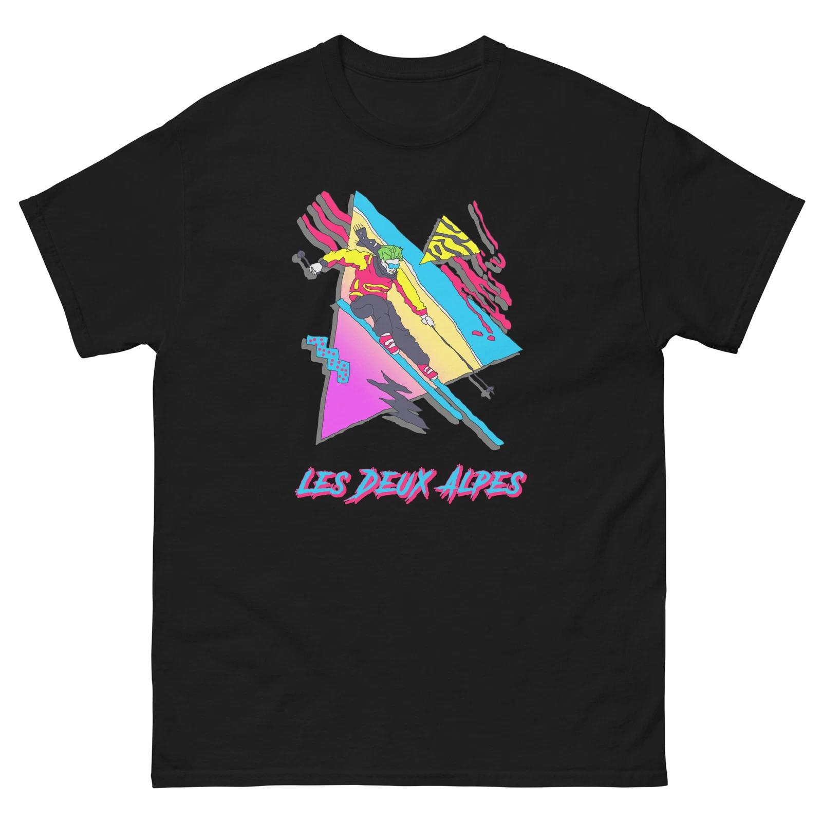Les Deux Alpes Retro Skier Fun T-Shirt Vintage Style 2XL