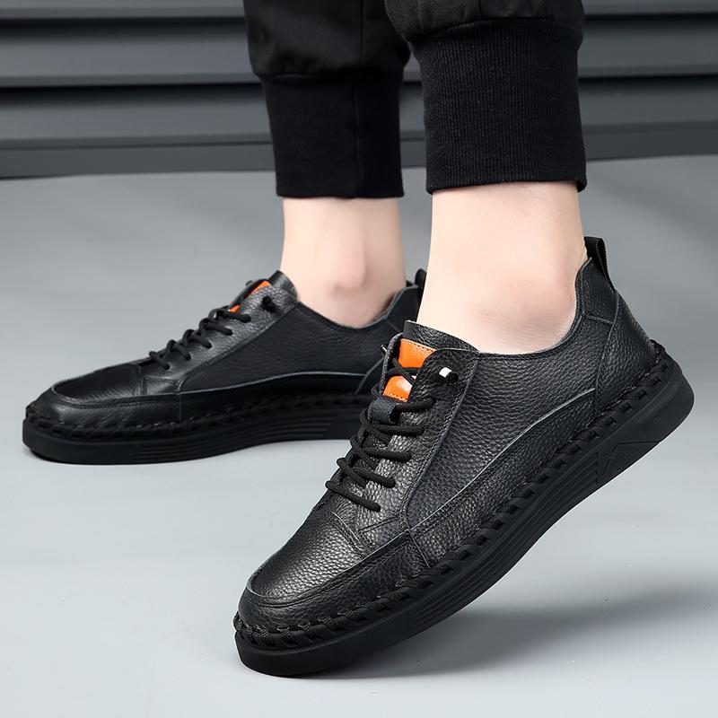 Handmade Leather Casual Men's Shoes Outdoor Design Sneakers Male Comfortable Leather Shoes Men Fashion Hot Sale Driving Footwear