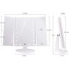 Makeup Mirror With LED, 1x Magnification Triptych Makeup Mirror, 2X, 3X, Cosmetic Mirror 21 Led Lighting Touch Screen, 180 ° Adjustable (White)