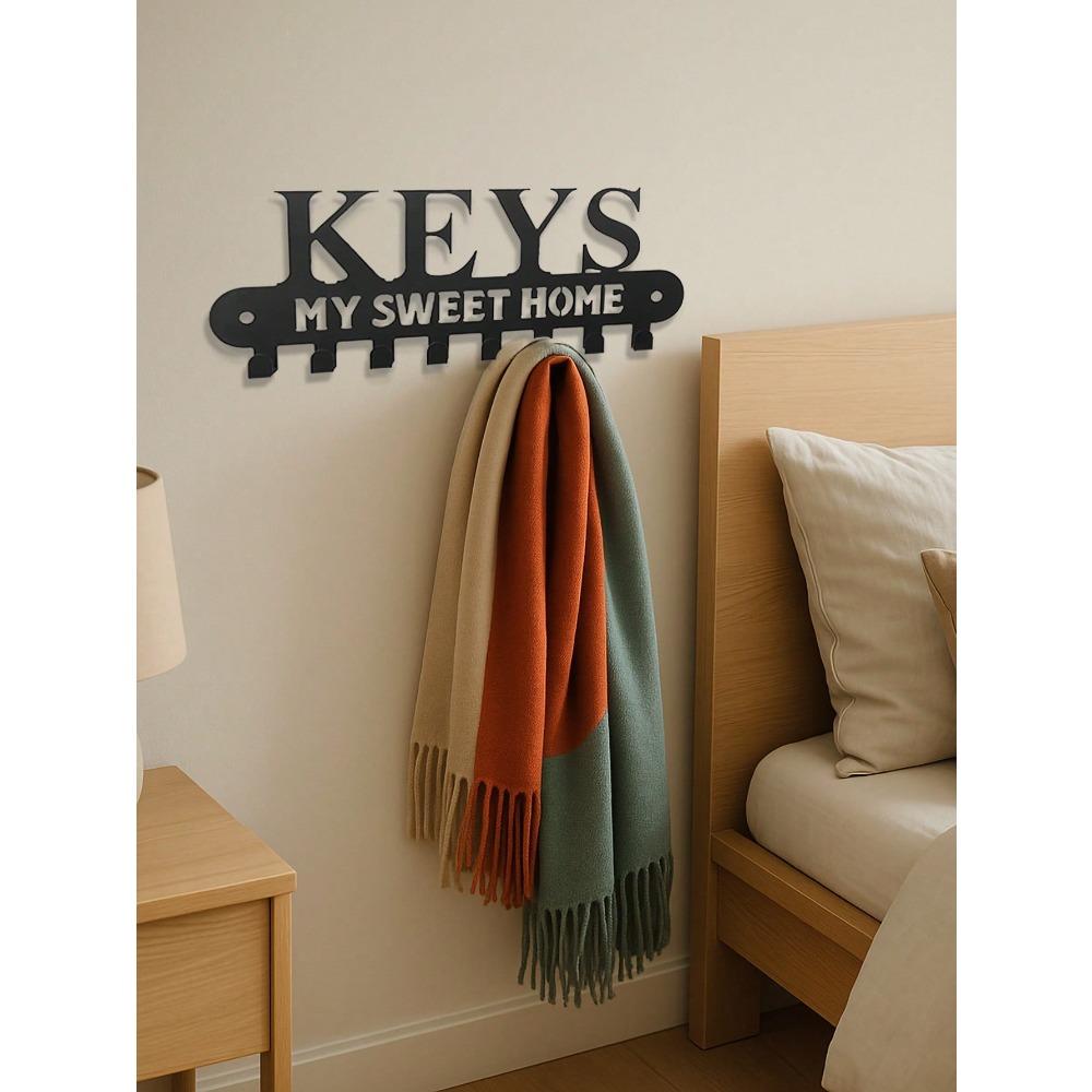 Gothic Black Metal Key Holder Wall Mount Coat Rack Entryway Organizer Durable Jacket Hanger Unique Home Decor Gift