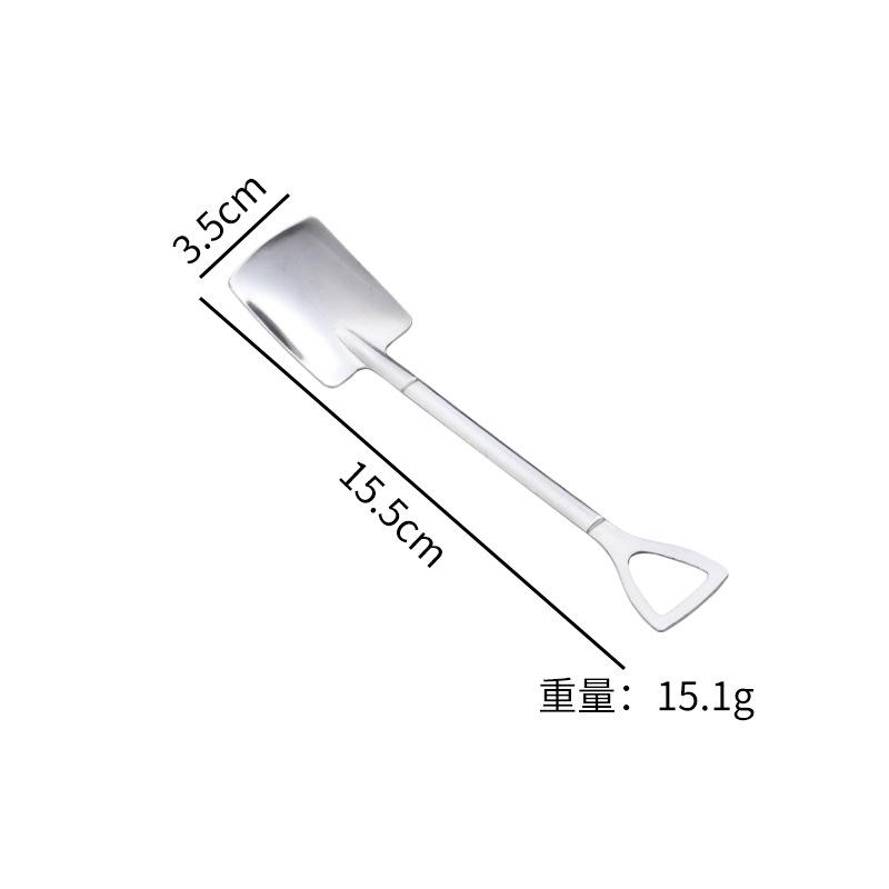 Creative Stainless Steel Shovel Spoon Mini Coffee Teaspoon Fruit Ice Cream Dessert Spoons Kitchen Scoops Tableware Cutlery Set