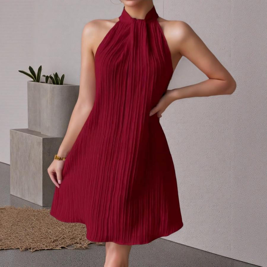 Summer New Women's Kimono Robe Dress with Pleats and Draping Short Skirt