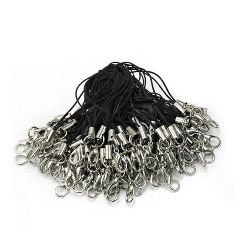 100 Pcs Black Cell Phone Lanyard Cords Strap Lariat Mobile Lobster Clasp
