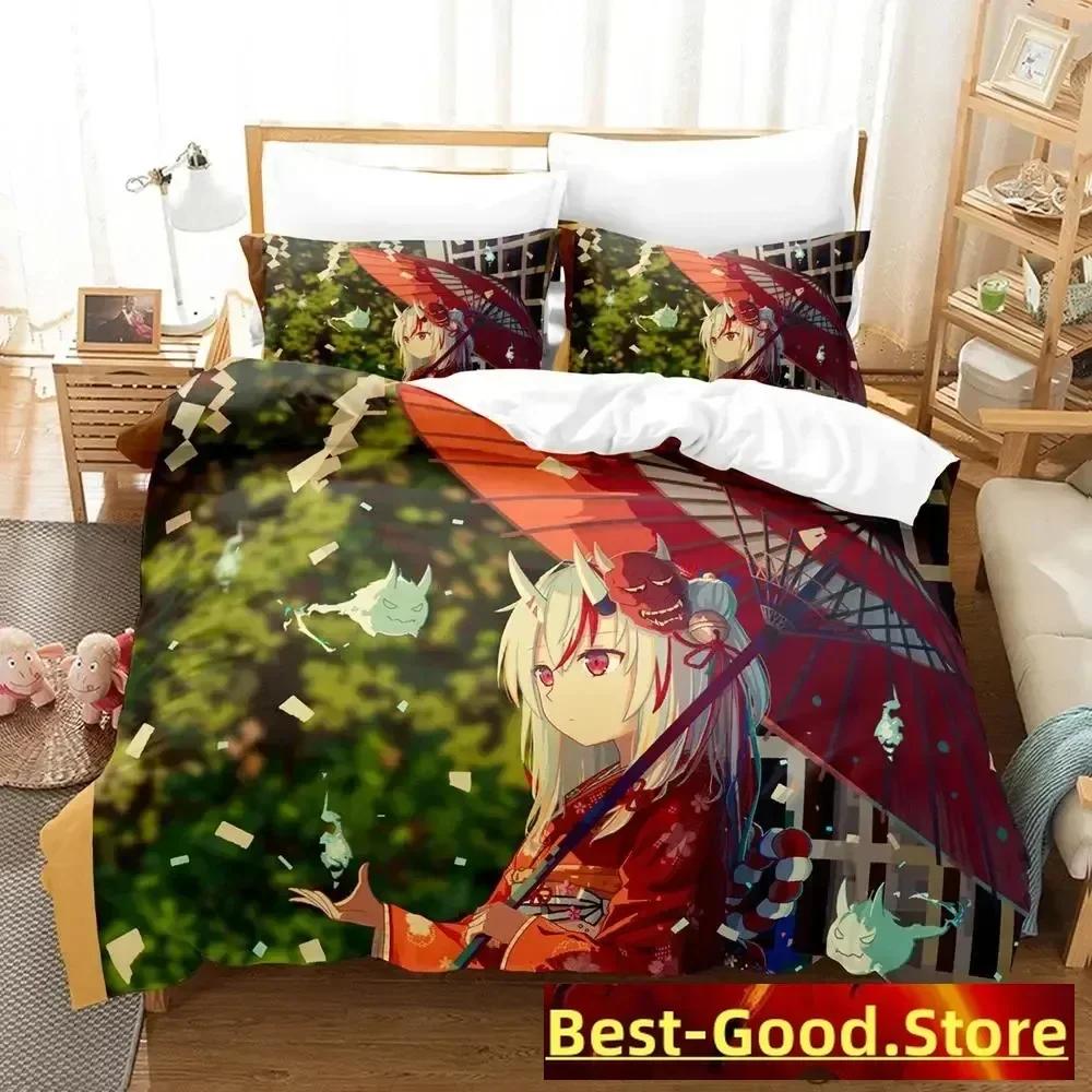 Kawaii Nakiri Ayame Tryckt Sängset Påslakan Örngott Sängkläder Sänglinne Lakan Täcke Full Queen King Size