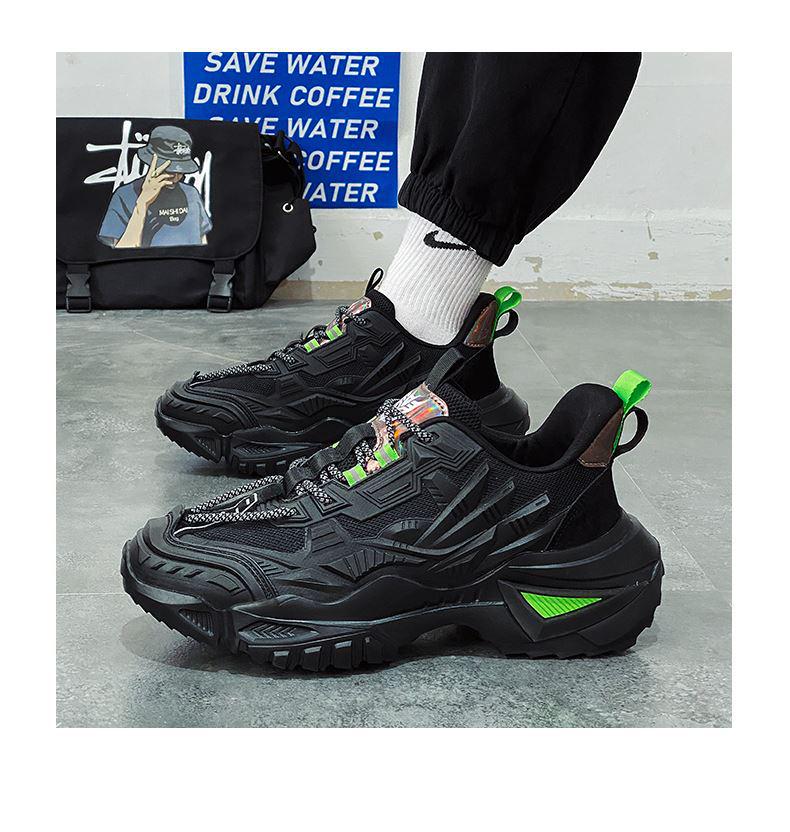Men's 2025 New Autumn Breathable Running Shoes - Stylish Black Sports Casual with Height Increase