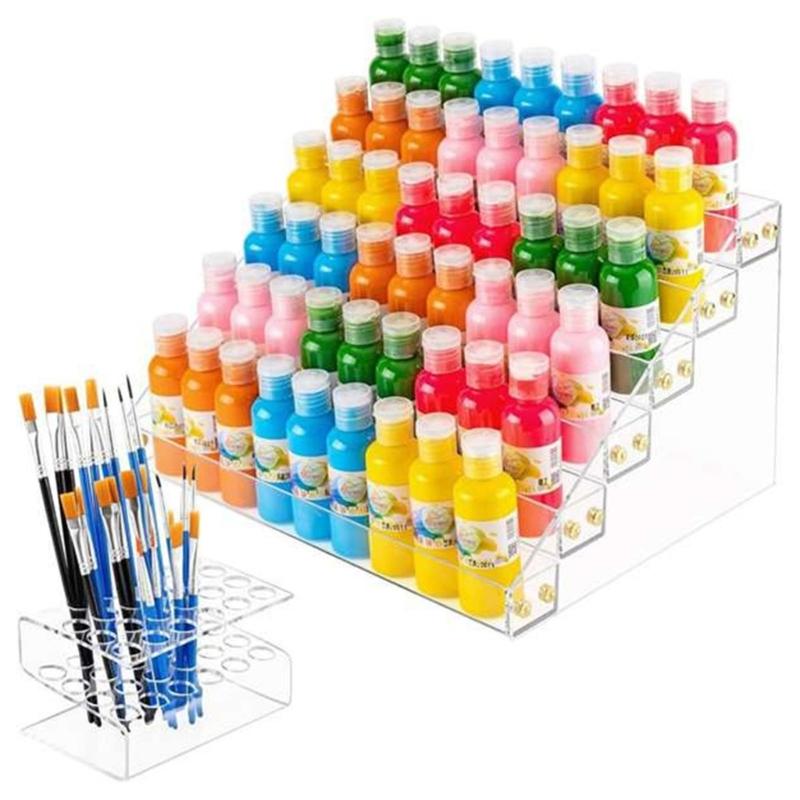 Nail Polished Holder with 6 Layers Clear Acrylic Display Shelf Brush Holder Space Saving Designs for Salon and Home Use
