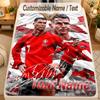 Flannel BlanketCristiano Ronaldo Custom Name Text Personalized Soft Warm Throw Blanket Home Decor Gift