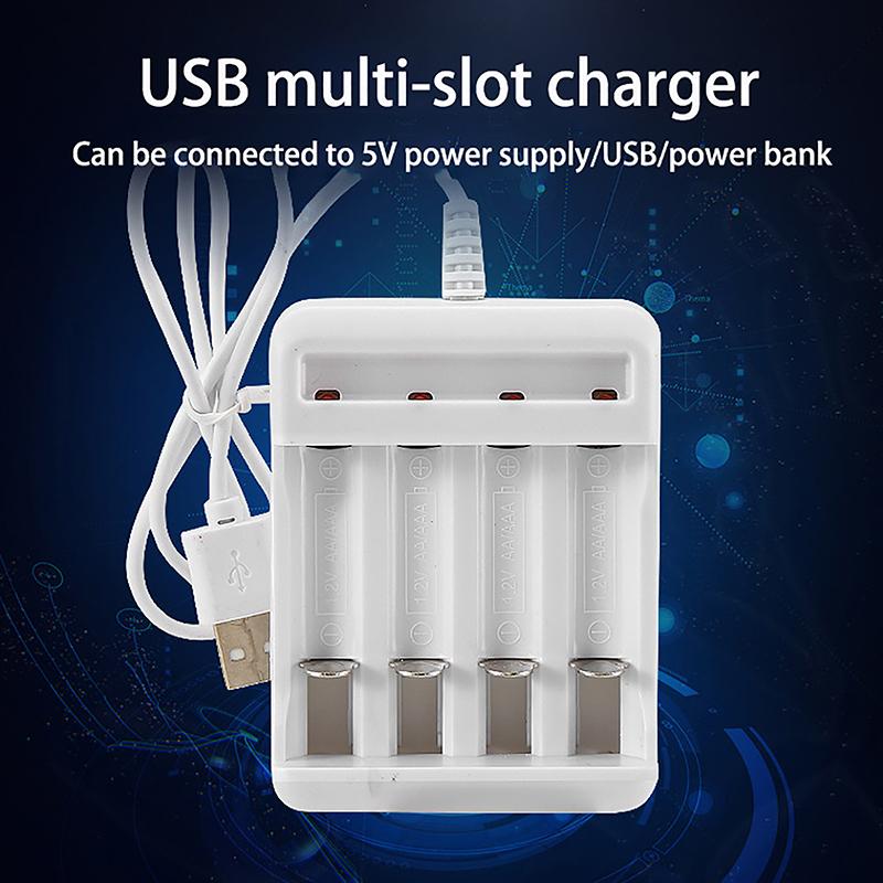 1Pc Aaa And Aa Rechargeable Battery Station High-Speed Usb 3/4 Slot Fast Rechargeable Battery Charger Short Circuit Protection