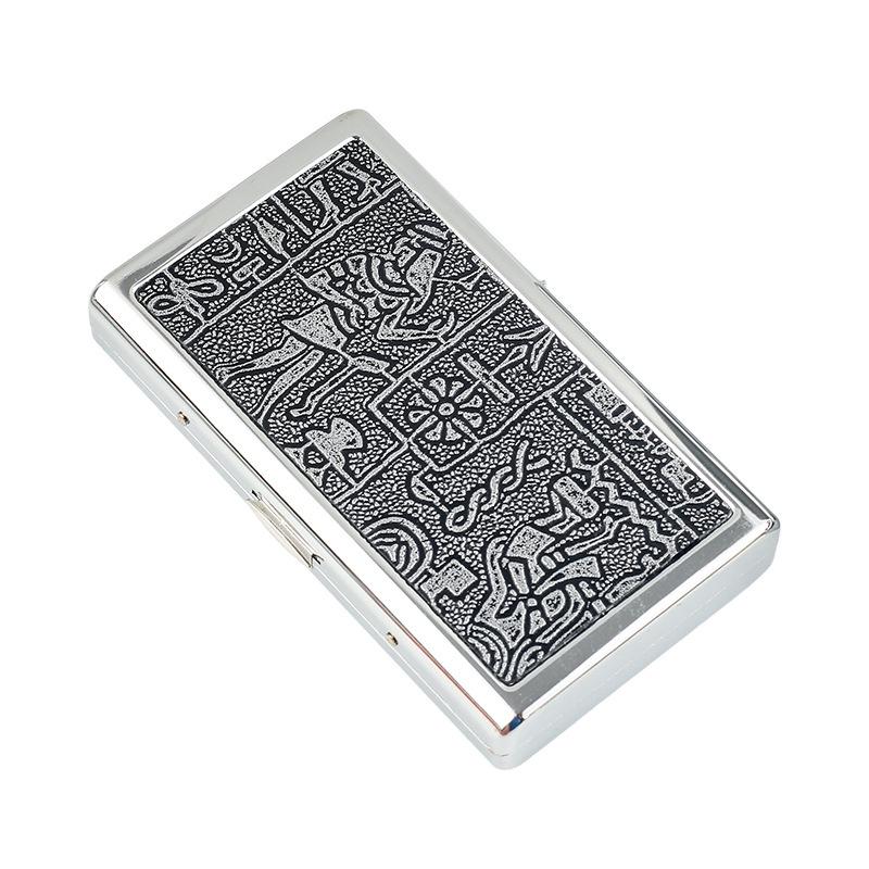 10cm Portable Metal Cigarette Case with Mirror - Double-Sided, Fashionable Smoking Set