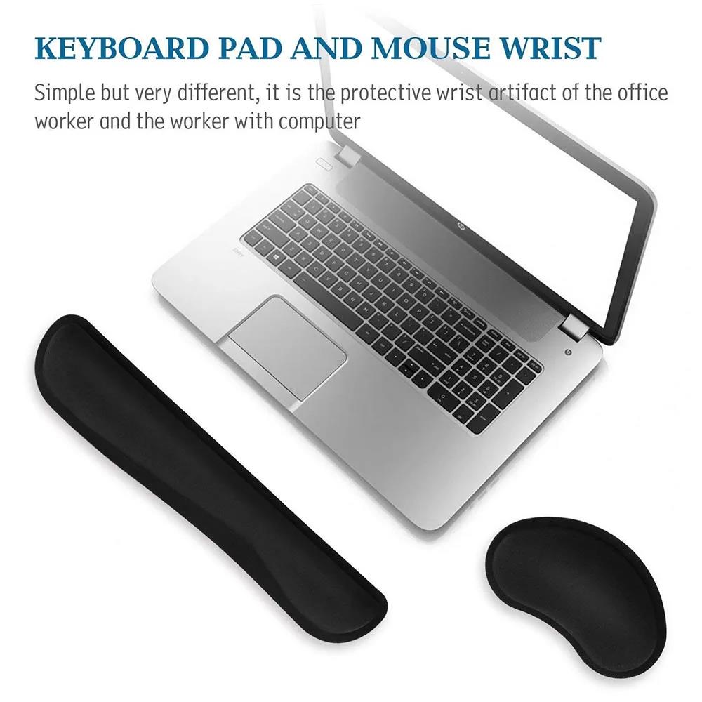 Keyboard Wrist Rest Mouse Pad With Wrist Support Memory Foam Keyboard Pad Set Ergonomic Mousepad For Office PC Laptop Mouse Pad