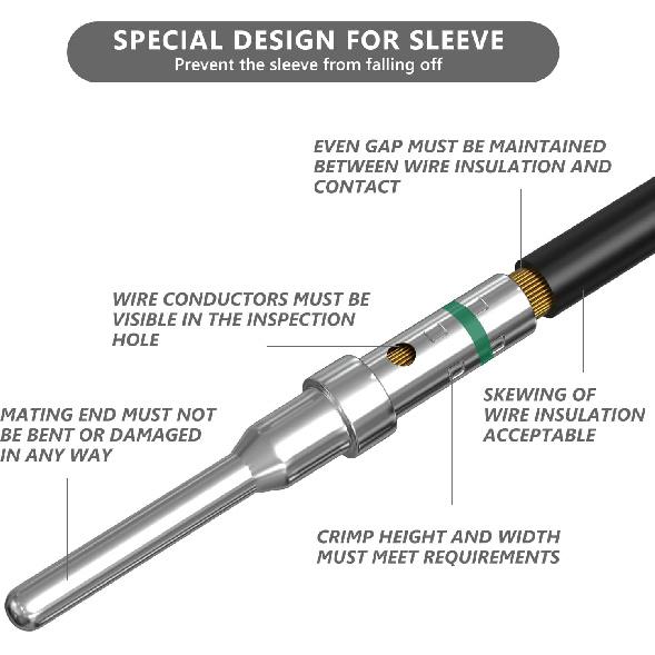 Newdeli 50 Pairs Deutsch Pin Connector Kit Size 16 Solid Contacts DT Series Connector, Common Contacts Automotive Terminals, Ni Plating Pin And