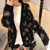 Autumn and Winter Women's Loose Sweater Jacket Female Leopard Retro Long-sleeved Knitted Cardigan Comfortable Versatile and Fashionable