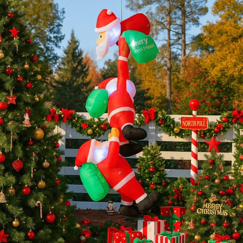 7.8FT/2.4M Inflatable Hanging Santa Claus, Funny Climbing Santa with LED Lights, Christmas Outdoor Yard Garden Holiday Decor