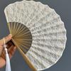 Traditioneller Vintage-Faltfächer Weißer Spitzenstoff mit Quasten Handfächer Handgefertigt Zarter Handkurbel-Fächer Hochzeit