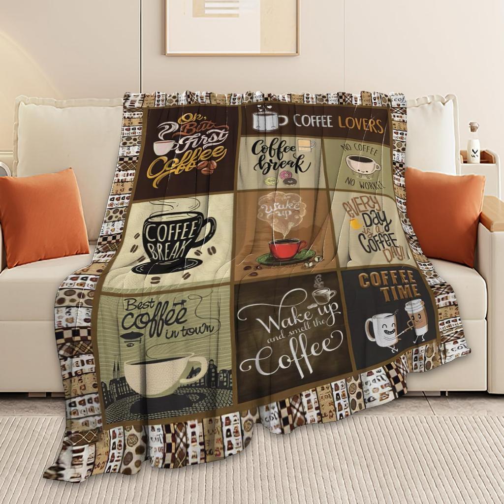 Coffee Blanket for Woman Coffee Throw Blanket Stuff Decor Merch Cozy Flannel Soft Warm Plush Lightweight Bedding Gifts for Girl Woman Sofa Bedding