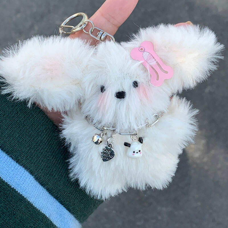 White Rabbit Doll Keychain (Hairpin + Necklace Included)