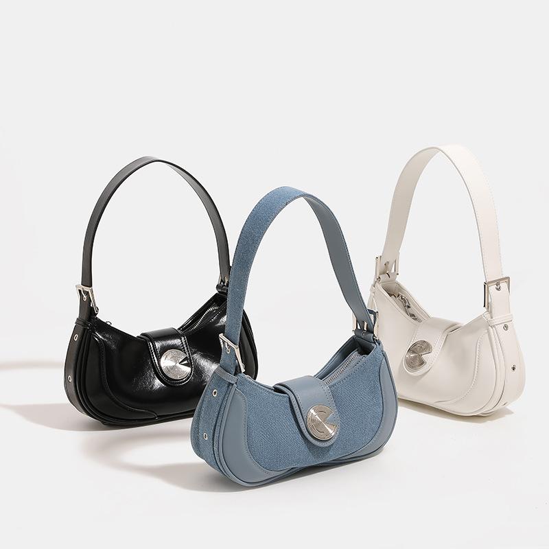 Unique design handbag, women's denim underarm bag, 2024 new versatile high-end shoulder and crossbody bag