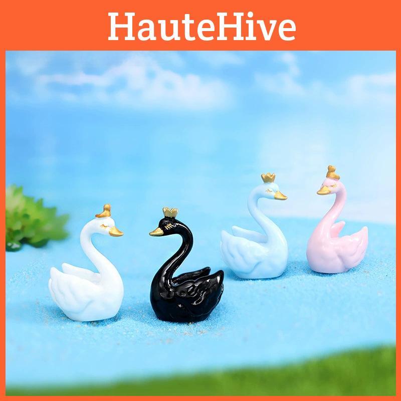Cute Resin Cartoon Swan Figurines For Miniature Garden And Home Decor