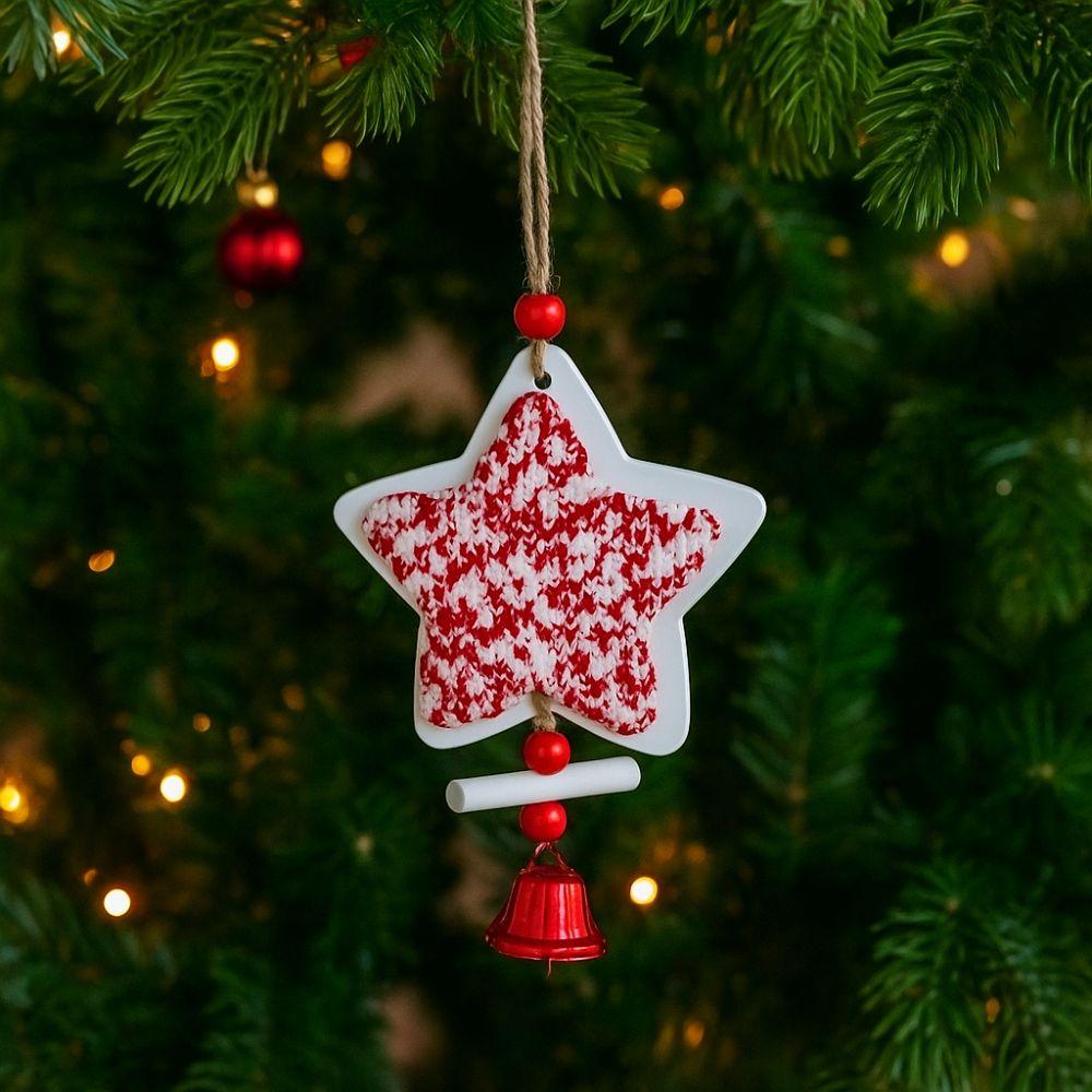 Wood Christmas Bells Pendants Decorative Star Car Ornament Xmas Tree Star Ornaments  Party