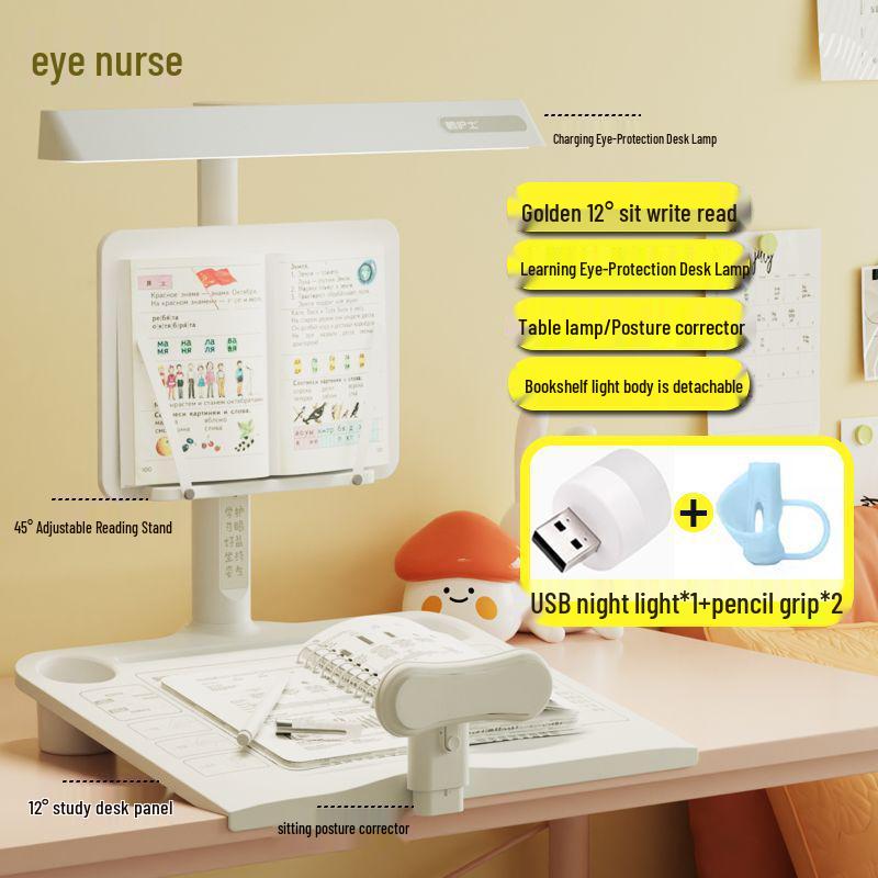 Luminária de Mesa Infantil com Proteção para os Olhos, Correção de Postura, Anti-Miopia e Porta-Canetas
