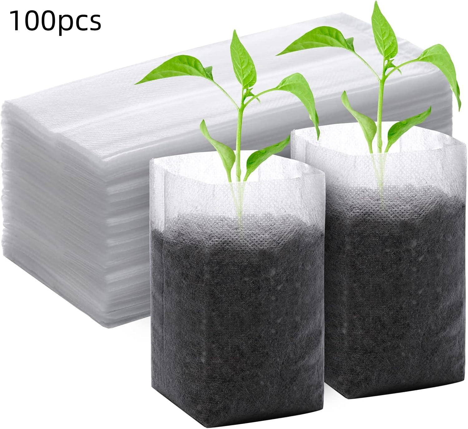 

100/200 Biodegradable Plant Bags, Non-woven Nursery Bags For Planting, Suitable For Vegetables, Florals, Indoor And Outdoor Use