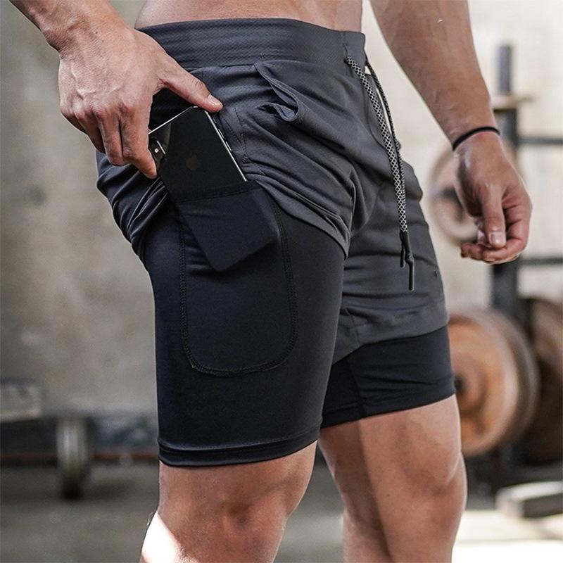 Herren Schnelltrocknende Doppellagige Sportshorts - Sommer Laufen, Basketball & Training