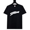 American Trend Letter Logo Printed Round-neck Short-sleeved Shirt Black 716