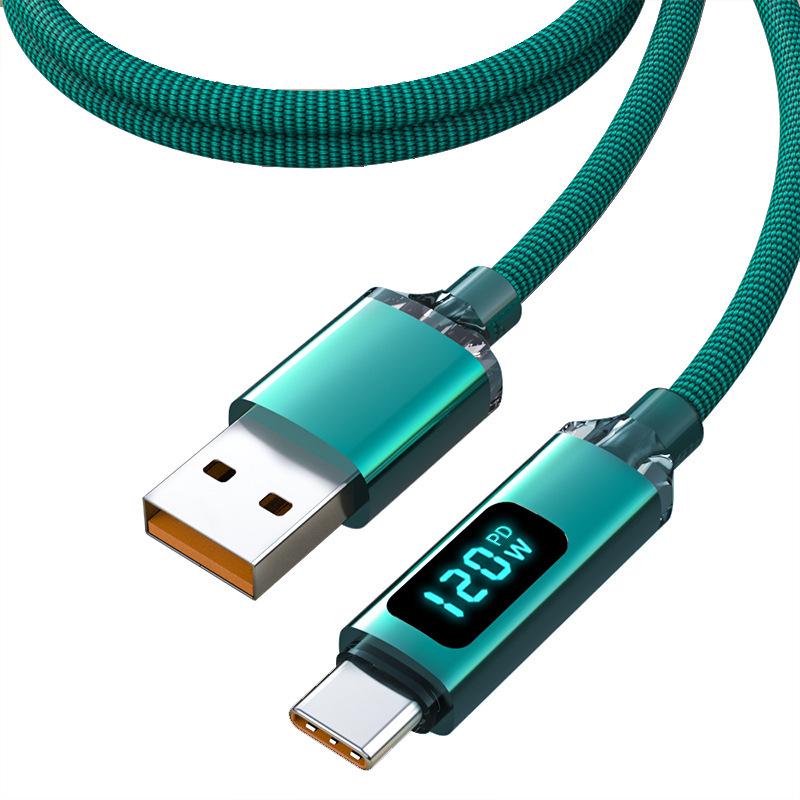 Crystal Shine 120W Ultra-Fast Type-C Charging Cable with Smart Display for Huawei Honor