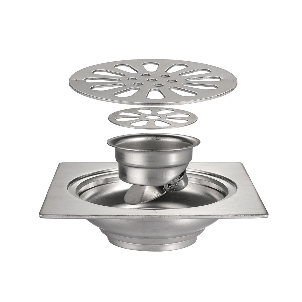 Bathroom Accessories 304 Stainless Steel Brushed Floor Drain Anti-odor Shower Floor Drain (as the picture,Stainless Steel)