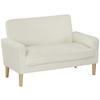2-Seater Sofa, Double Seat Sofa with Rubberwood Legs, Upholstered Sofa for Living Room, Bedroom, Cream White