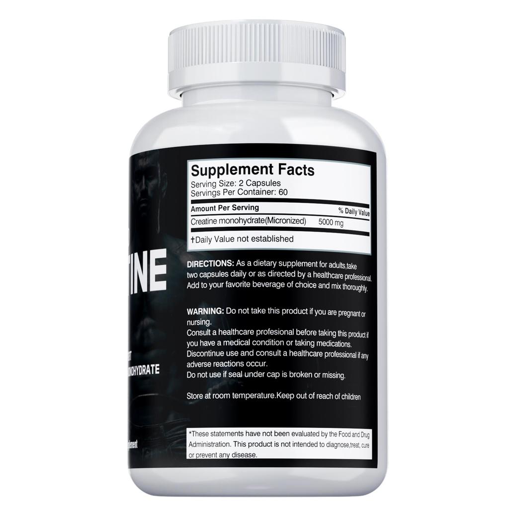 Pslalae Micronized Creatine Monohydrate Capsules, High Purity, Fitness, Sports, Dietary Supplement