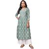 Rangita Green Cotton Calf Length Embroidered A-Line Kurti | Kurta for Women_XL