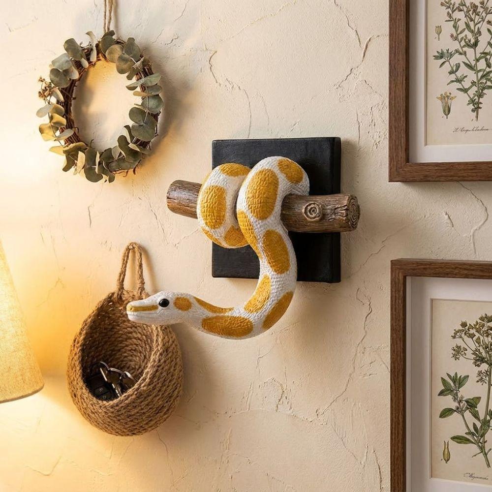 Reptile Themed 3D Metallic Snake Sculpture Gothic Accent Python Wall Ornament Halloween