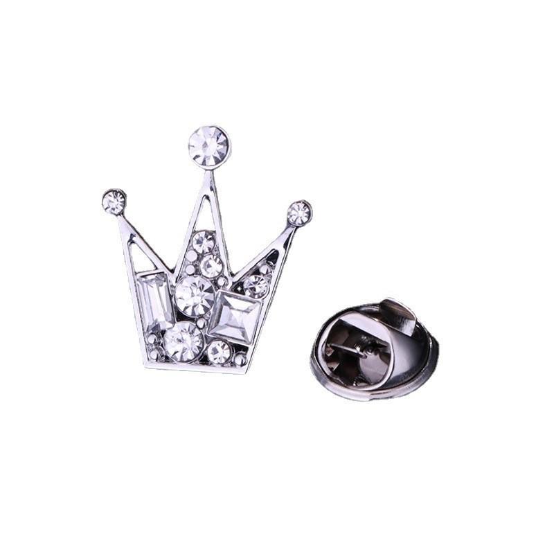 Crown Crystal Lapel Pin for Men: Zhang Songwen Style Brooch Accessory for Suits and Shirts. Perfect for Summer.