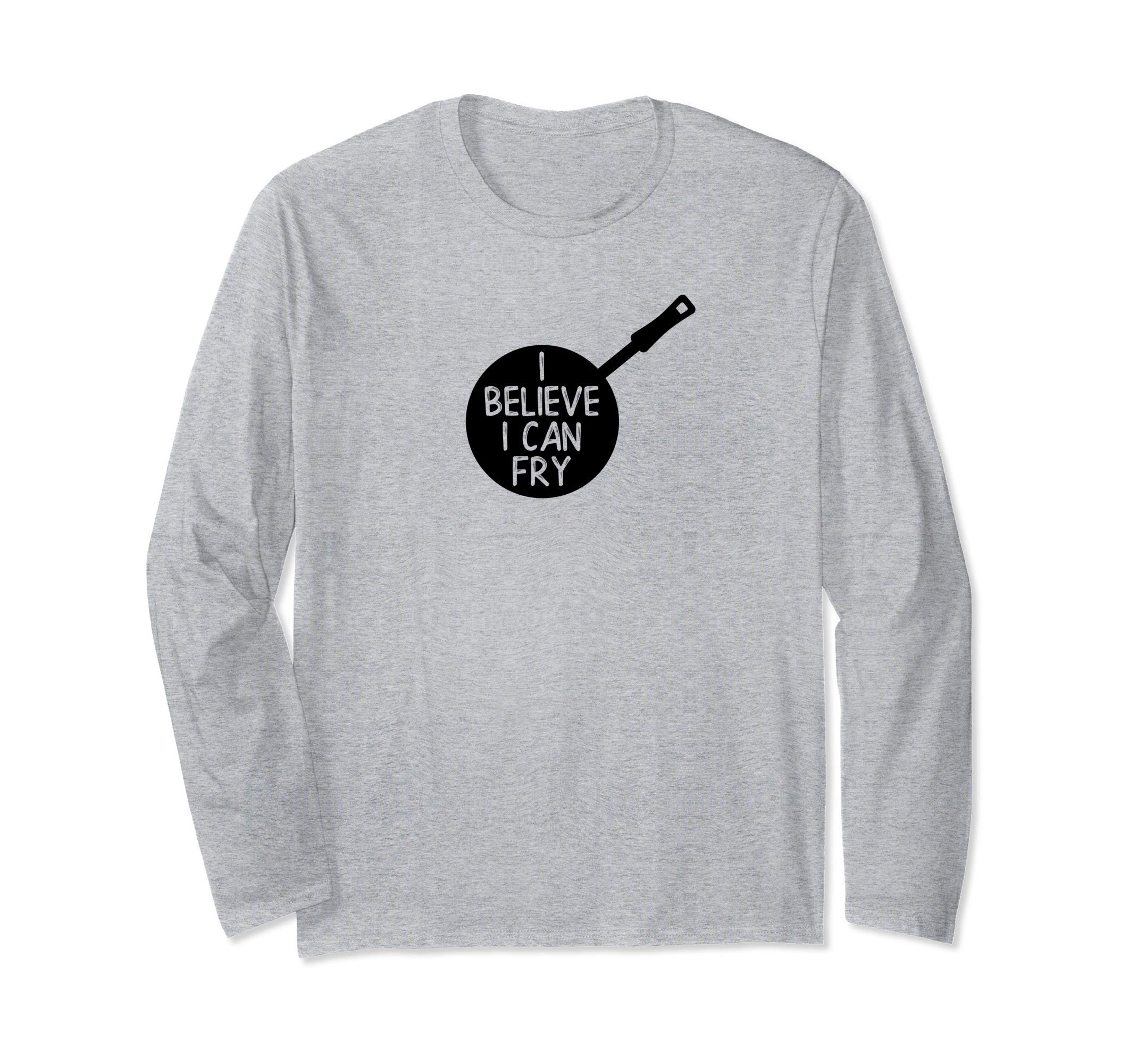 

Я думаю, что могу жарить смешные сковородные шутки каламбуры Футболка с длинным рукавом серый