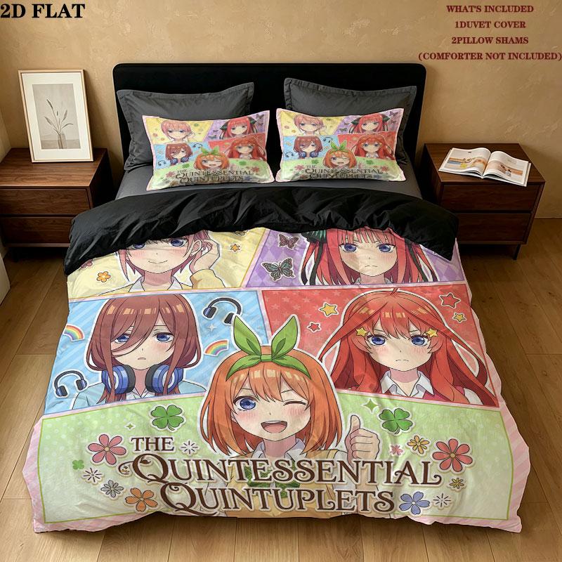 5Toubun Pattern Bedding Quilt Set Quilt Cover Pillowcase Home Birthday Gift(1 * duvet cover + 2 * pillowcase, without core)
