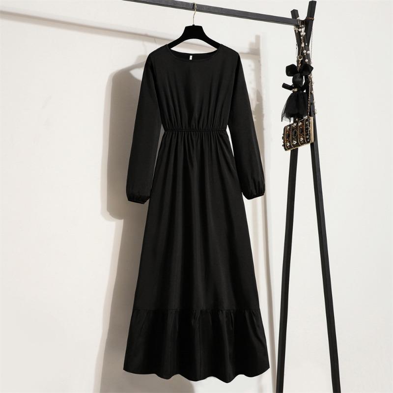 Fashion Long Sleeve Floral Printed Chiffon Dress Women Elegant Loose A-line Casual Long Dress Female High Waist Ruffled Office Lady Dress 1030