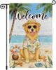 Louise Maelys Welcome Summer Garden Ag 12x18 Inch, Beach Golden Retriever Dog Yard Ag, Puppy Tropical Outdoor Double Sid YYQ
