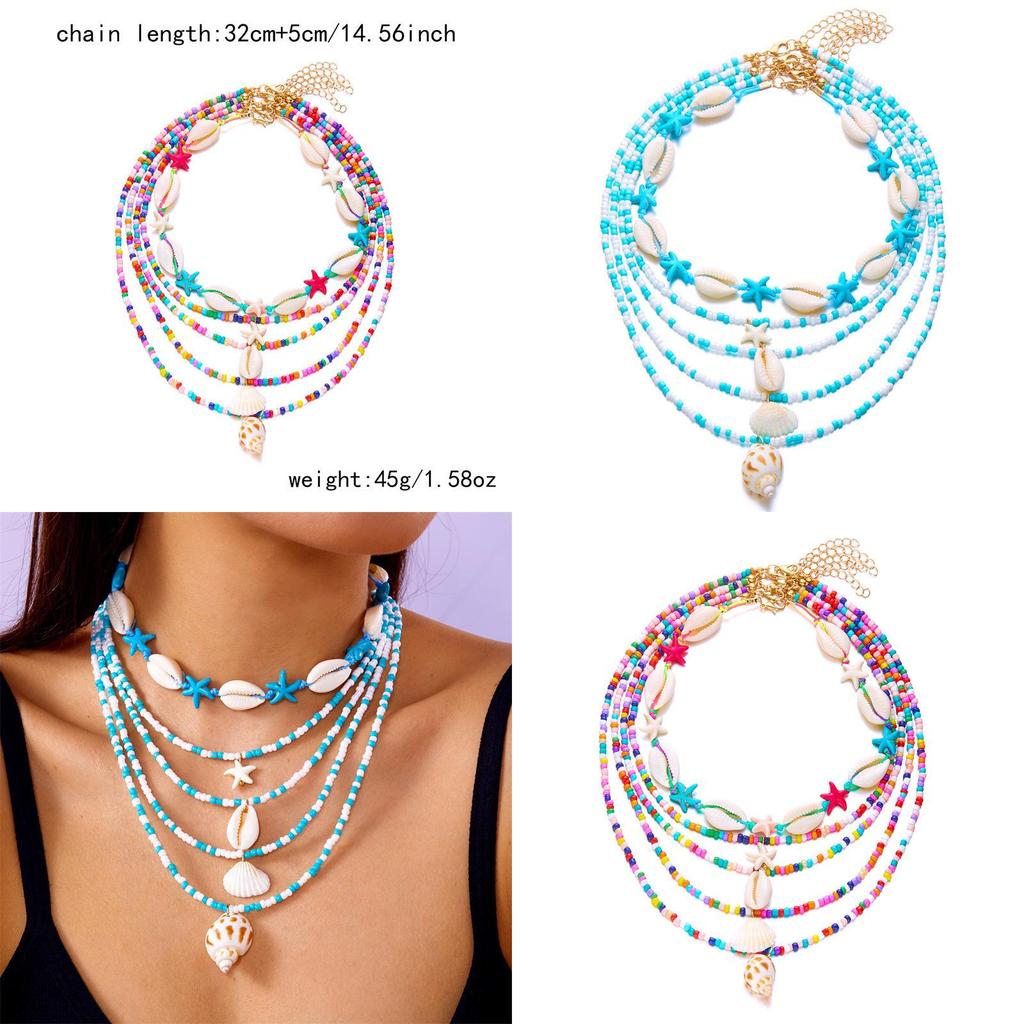 Collier de Perles Coquillage Mode pour Femmes avec Pendentif en Alliage pour un Style Décontracté d'Été