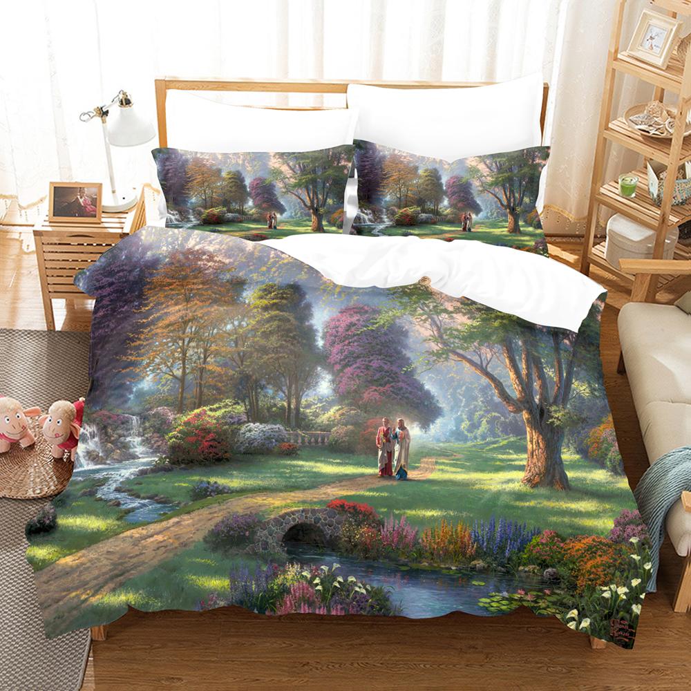 

Набор пододеяльника с рисунком цветущей вишни, розовый цветочный пейзаж, чехол для одеяла с наволочкой, комплект постельного белья размера кинг для девочек и детей EU single(135x200cm)