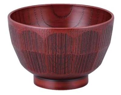 Fukui Craft 110mm Rough Tortoise Shell Pattern Soup Red Lacquer 31090210 TA) Diameter, Wood-grain, Carving, Bowl, Finish,