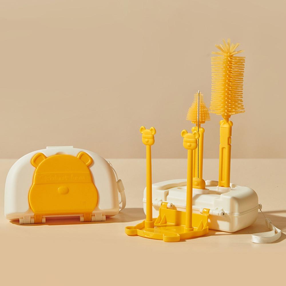 

Multifunctional Bottle Cleaning Brush Set Bear Pacifier Straw Scrubber Baby Nipple Bottle Pink Lion