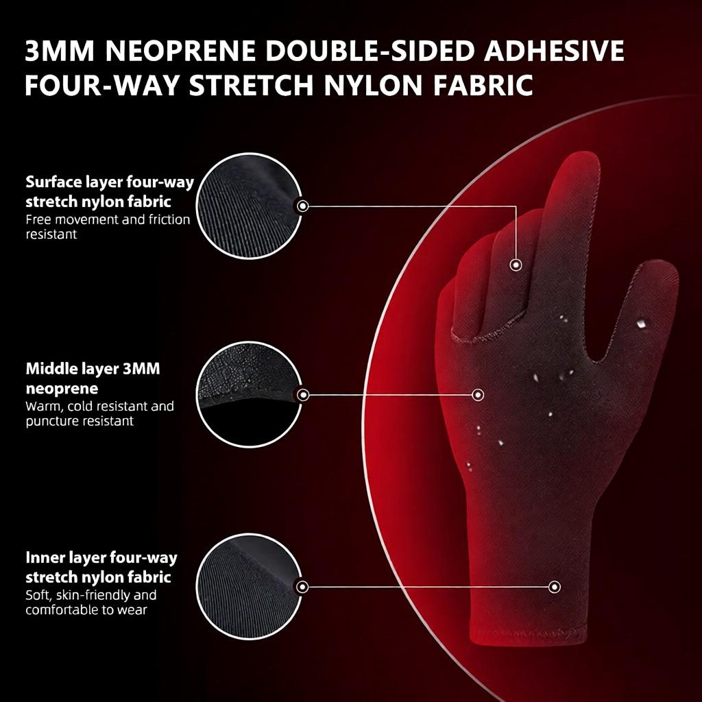 3MM Diving Gloves Warm Anti-scratch UPF 50+ UV Protection Cold Anti-slip and Wear-resistant for Winter Water Activities